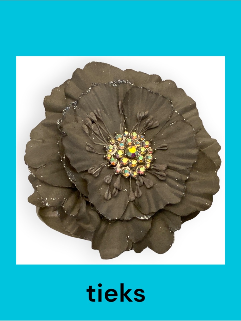 Tieks Gray Fabric Flower with Iridescent Center